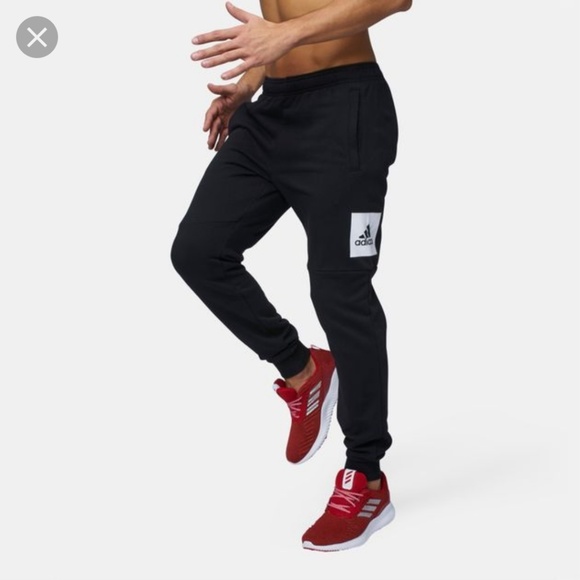 adidas mens black joggers